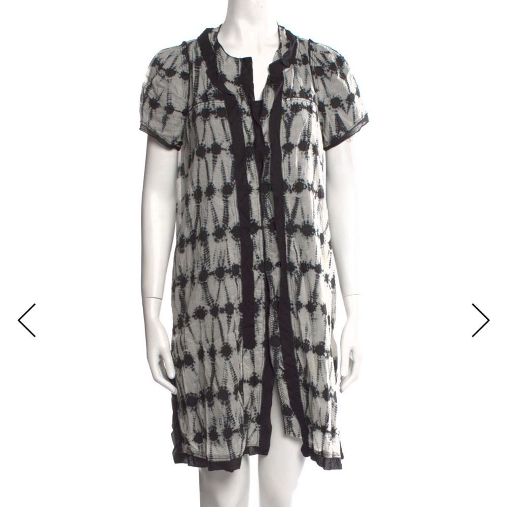 Proenza Schouler Navy and White Geometric Mini Dress